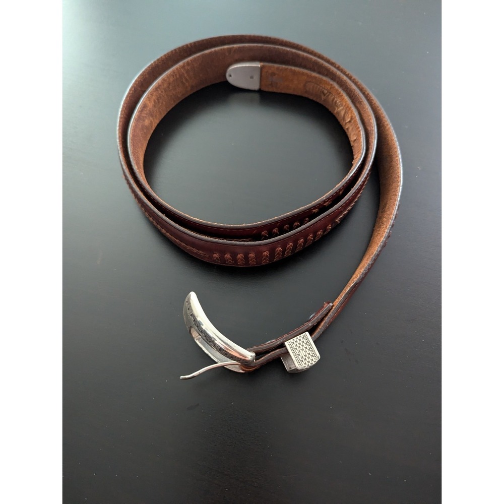 Vintage 1993 Onyx by Brighton Western Leather Belt Brown Sz 54 (60"‎ Length)